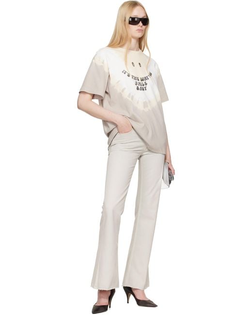 【MM6 Maison Margiela】インターロックコットンジャージTシャツ MM6 by Maison Martin Margiela グレー＆オフホワイト インター