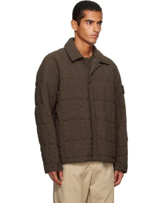 メンズ Stone Island ブラウン 4100099 Smerigliato ナイロン ジャケット Brown