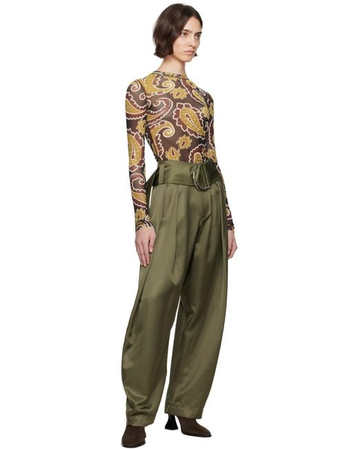 J.W. Anderson Green Khaki Pleated D-Ring Trousers