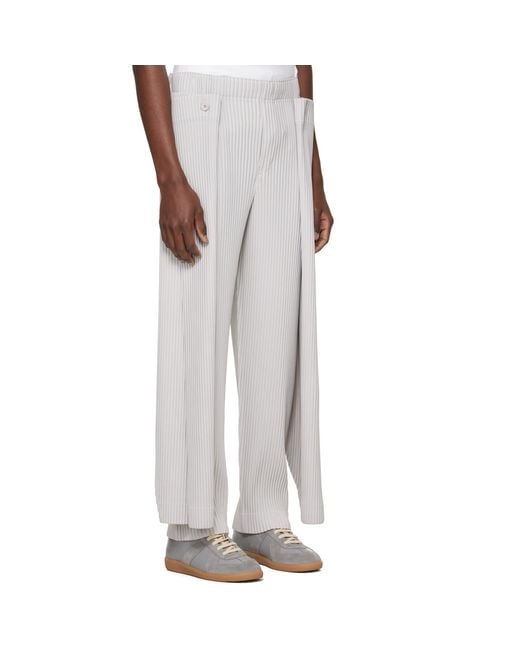 Homme Plissé Issey Miyake Gray Motion Blur Trousers for men