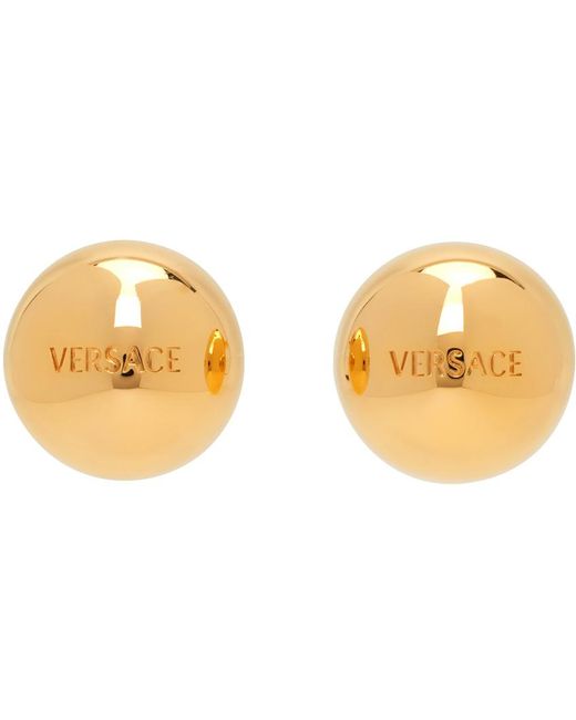 Versace Black Gold Sphere Tiles Earrings