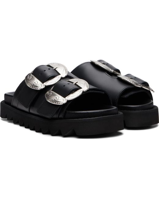 Toga Black Leather Sandals
