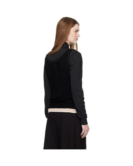 Y's Yohji Yamamoto Black Solid Knit Arranged Strap Tank Top