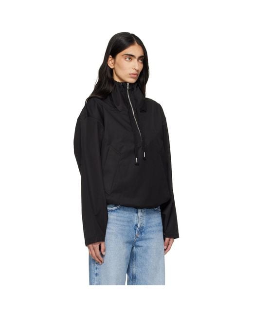 Agolde Black Lydia Nylon Popover Anorak