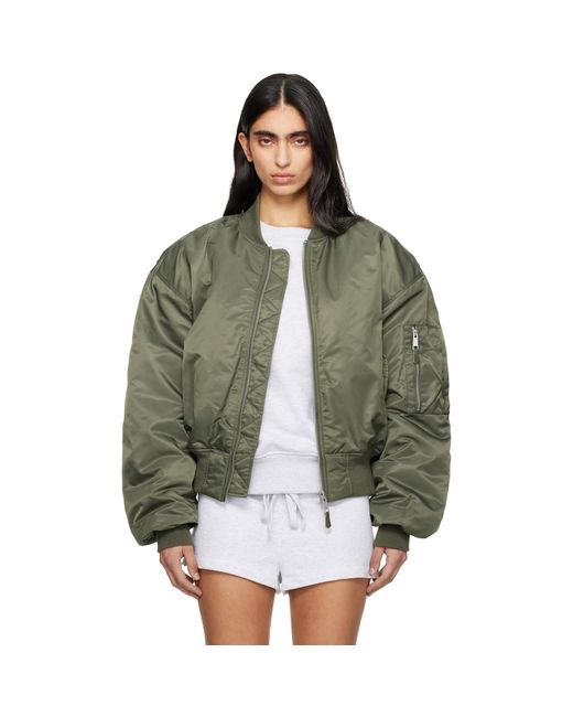 Entire studios Green Cropped Broad Bomber Jacket