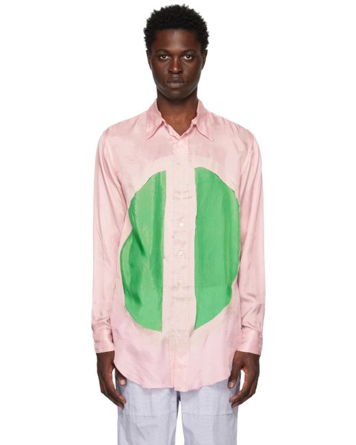 Edward Cuming Green Paneled Shirt for men