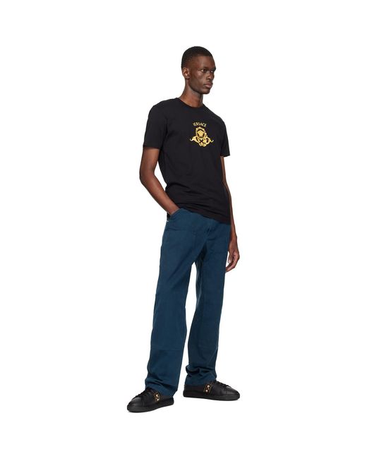 Versace Black Printed Cotton-Jersey Slim T-Shirt for men