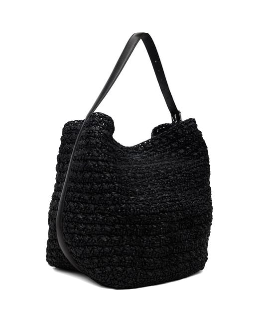 Totême Black Belted Raffia Tote