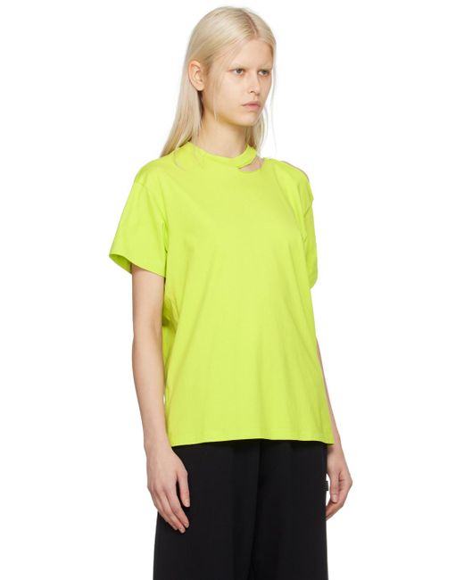 MM6 by Maison Martin Margiela Yellow Green Safety Pin T-shirt