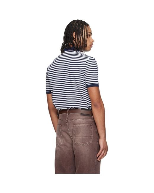 Polo Ralph Lauren Blue Classic Fit Striped Mesh Polo for men