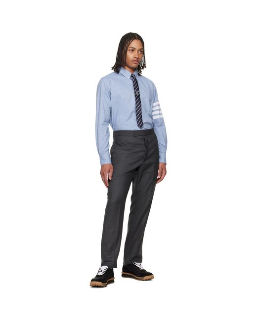 Thom Browne Blue Flannel 4-Bar Shirt for men