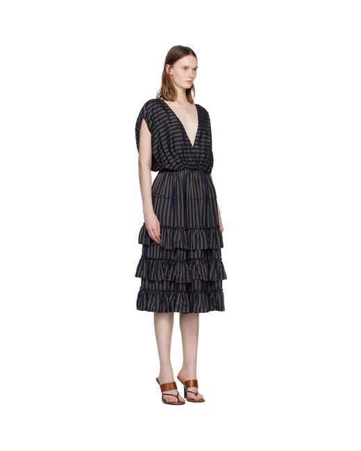 Dries Van Noten Black Ruffled Midi Dress