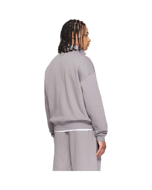 Skims Gray Fleece Lounge Relaxed Quarter Zip Sweatshirt for men