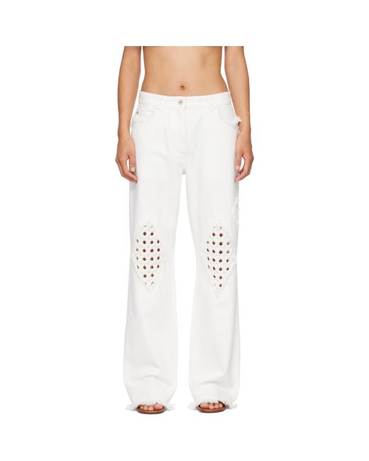 Ferragamo White Frayed Detail Jeans
