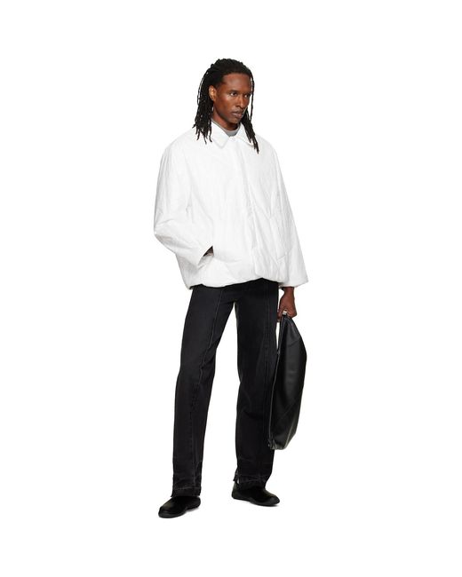 ALAINPAUL White Padded Short Car Coat for men