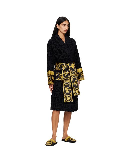 Versace Black 'I Heart Baroque' Slippers
