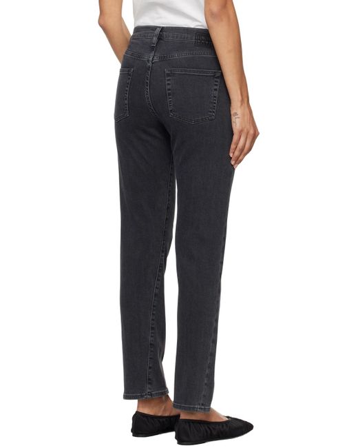 Totême  Black Organic Cotton Twisted Seam Cropped Jeans