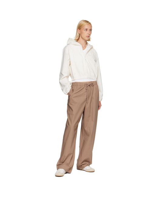 Skims White Off- Woven Cotton Cropped Zip Up Jacket