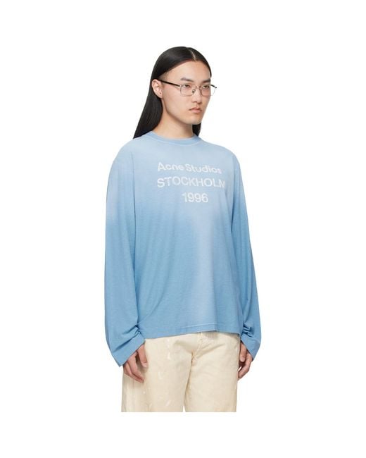 Acne Blue Sprayed '1996' Logo T-Shirt for men
