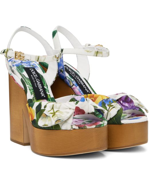 Dolce & Gabbana マルチカラー ジャカード プラットフォーム ヒールサンダル Green