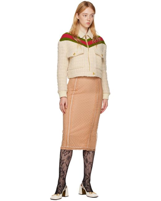 Gucci Natural gg Net Midi Skirt