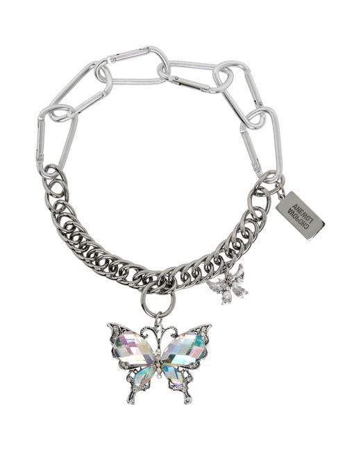 Chopova Lowena Metallic Double Butterfly Carabiner Necklace
