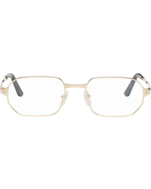 Cartier Black Gold Rectangular Glasses for men
