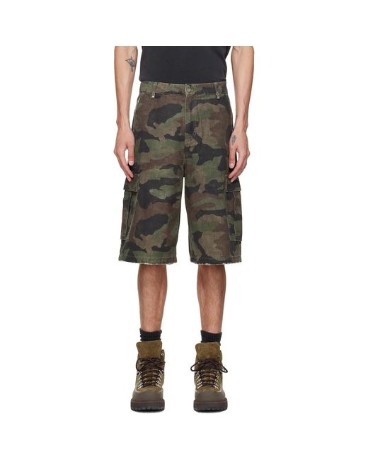 Represent Green Cargo Shorts for men