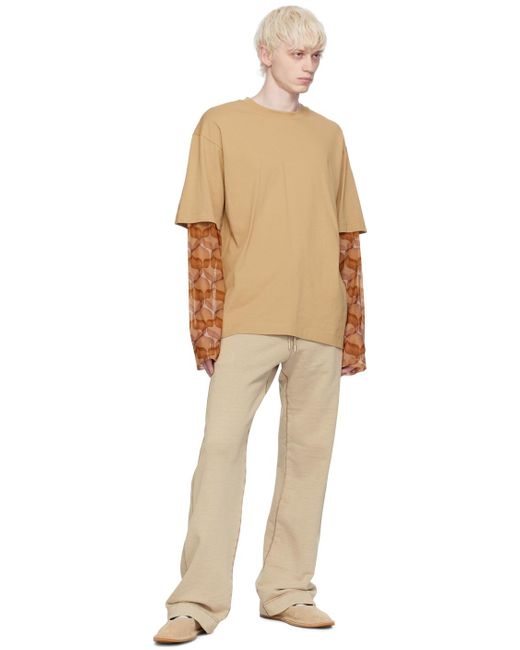 Dries Van Noten Natural Taupe Layered Long Sleeve T-shirt for men