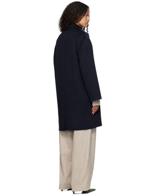 Max Mara ネイビー ミディ シングルブレスト コート Black