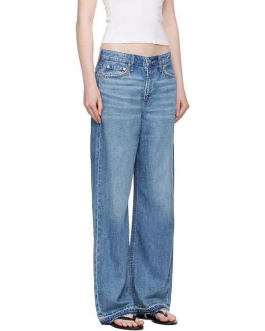 Rag & Bone Blue Featherweight Logan Wide-Leg Jeans
