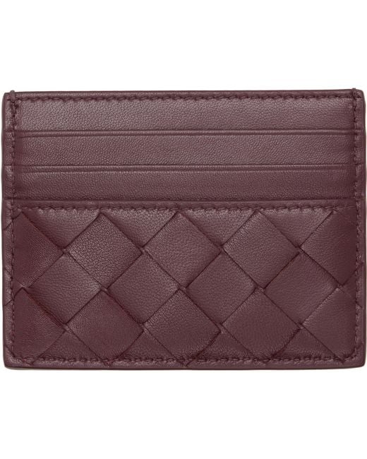 Bottega Veneta Purple Burgundy Intrecciato Credit Card Holder