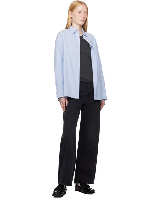 Jean Noir À Taille Mi-Haute Et À Coutures Extérieures Incurvées Agolde en coloris Black
