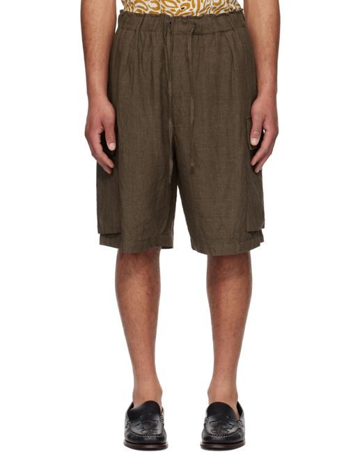 Kaptain Sunshine Brown Drawstring Cargo Shorts for men