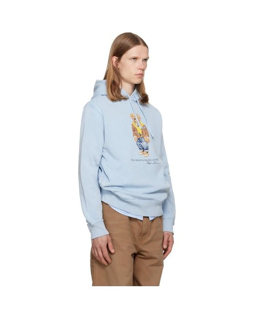 Polo Ralph Lauren Blue Polo Bear Garment-Dyed Fleece Hoodie for men