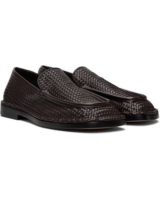 Bottega Veneta Black Square-Toe Daddy Loafers for men