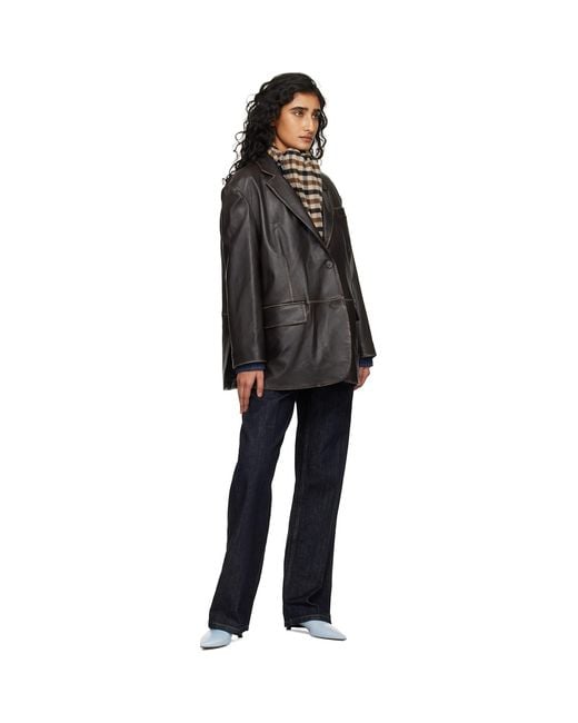Weekend by Maxmara Black Pila Leather Blazer