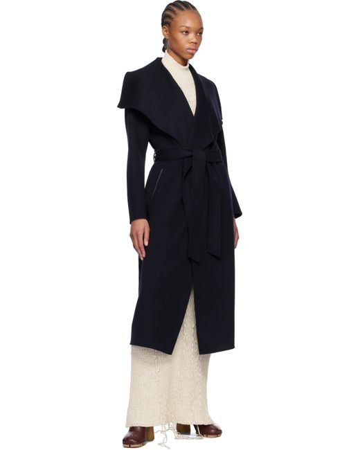 Manteau Mai-Cn Bleu Marine En Laine À Assemblage Cache-Cœur Mackage en coloris Black