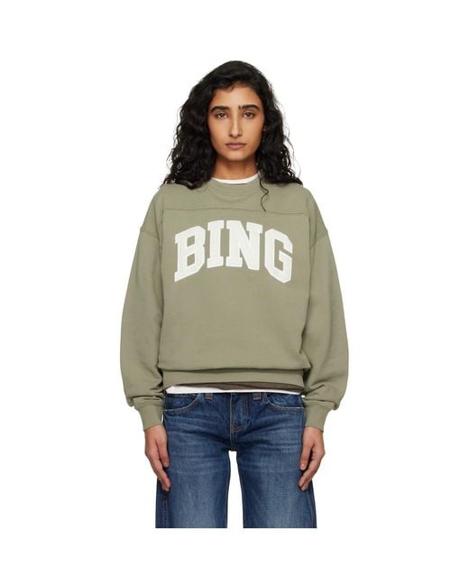 Anine Bing Green Khaki Trenton Bing Sweatshirt