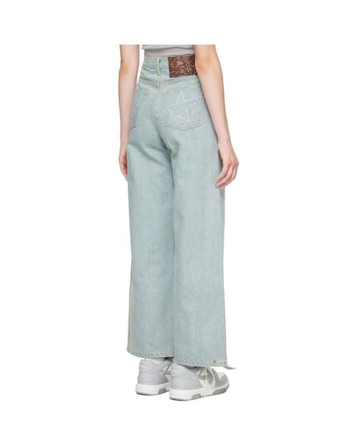 A Bathing Ape Blue Crystal Stone Sta Logo Baggy Jeans