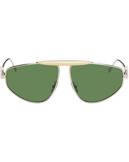 Loewe Green Anagram Metal Aviator Sunglasses for men