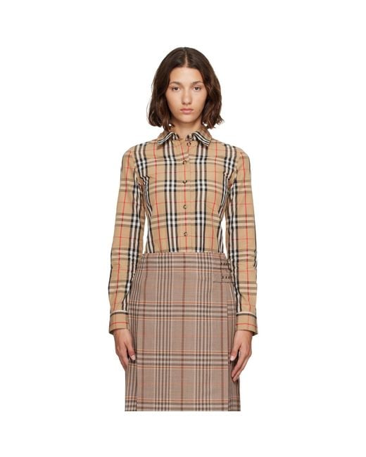 Burberry Brown Check Stretch Cotton Shirt
