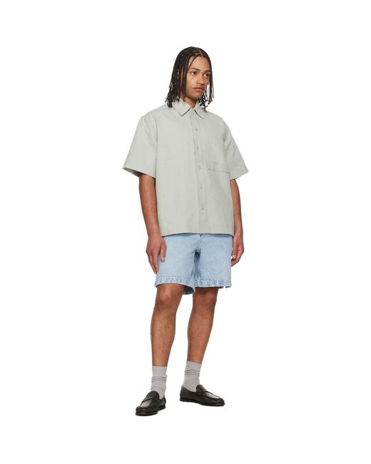 Boss Blue Faded Denim Shorts for men