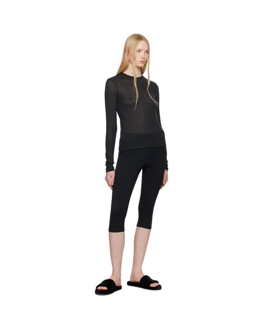 Skims Black Sheer Cotton Long Sleeve T-Shirt