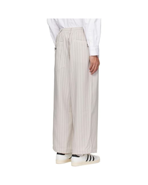 Y-3 White Pinstripe Sport Uniform Track Pants for men