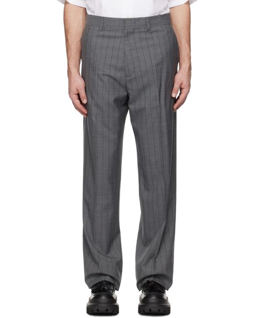 Moschino Gray Wool Pinstripe Trousers for men