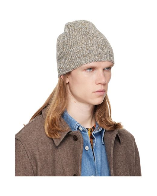 Dries Van Noten Brown Floral Beanie for men