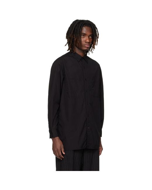 Yohji Yamamoto Black Big Standard Chain Stitch Shirt for men
