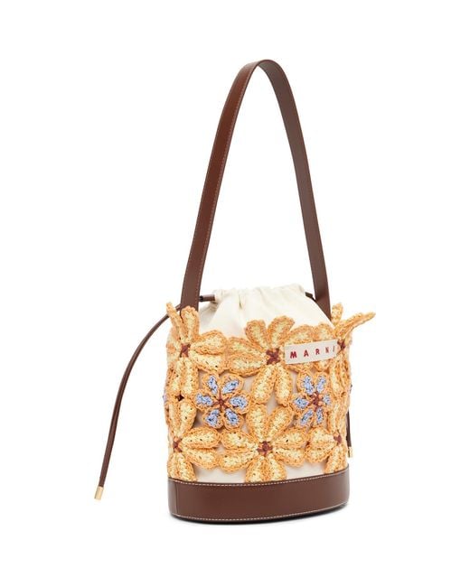 Marni Metallic Off- & Flower Bucket Bag