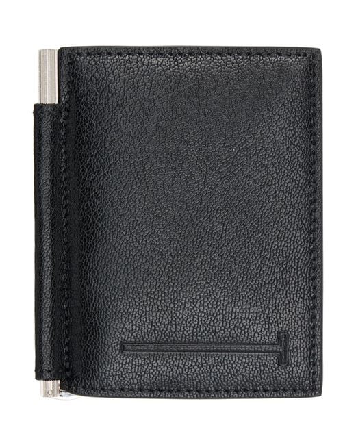Tom Ford Black Elongated T Line Money Clip Card Holder for men